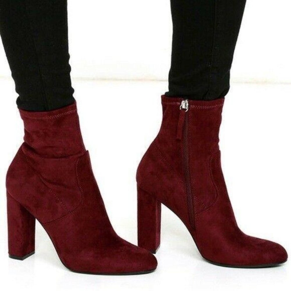 Steve Madden 10 Editt Suede Block Heel Ankle Boots